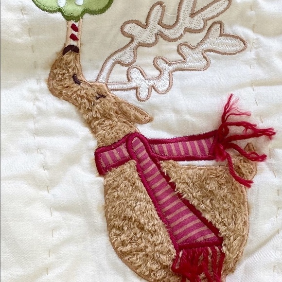 Reindeer Quilted & Embroidered Christmas Jingle Bells Stockings (2) - Picture 6 of 6